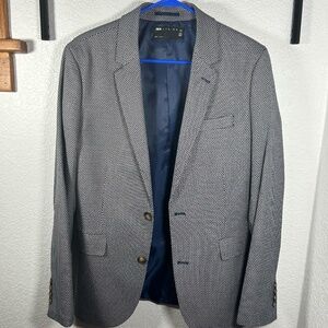 Men's gray and blue ASOS single breasted blazer 36